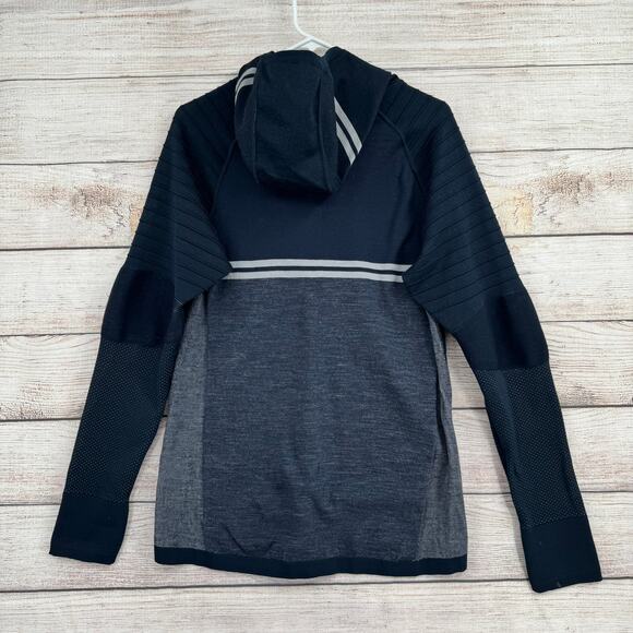 Smartwool Intraknit Merino Tech 1/2 Zip Hoodie Mens Medium Navy Blue - Picture 2 of 14